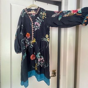 Never worn Johnny Was floral dress size small but fits up to a large.